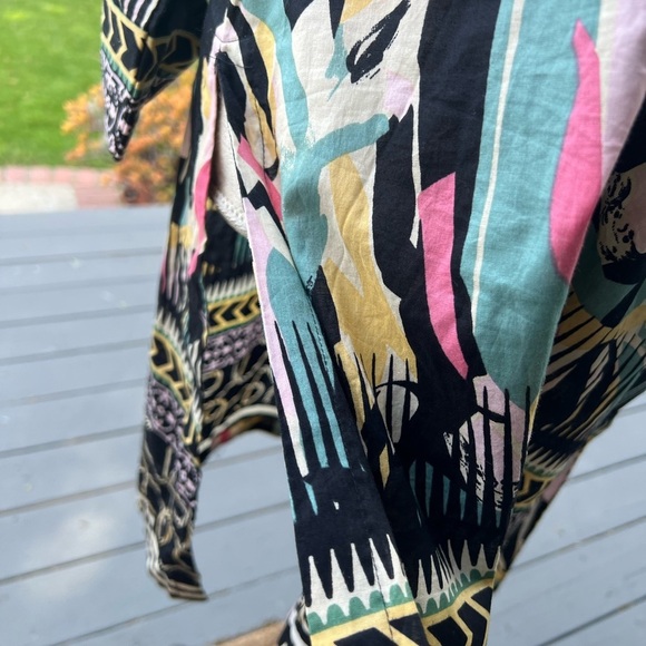 Pink and Green Bell Sleeve Resort Dress - Picture 5 of 16